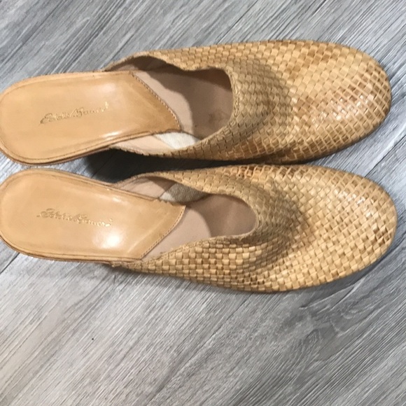 Eddie Bauer Braided Leather Wedge Natural Leather Mules size 12M - Picture 3 of 10